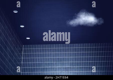 fumo, vapore, nebbia - nube di fumo realistica, vapore crescente su sfondo nero - nebbia galleggiante Foto Stock