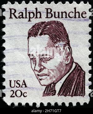 Ralph Bunche sul francobollo americano Foto Stock