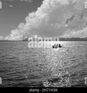 La gente gode di un giro in barca a Port Royal Sound a Beaufort South Carolina USA Foto Stock