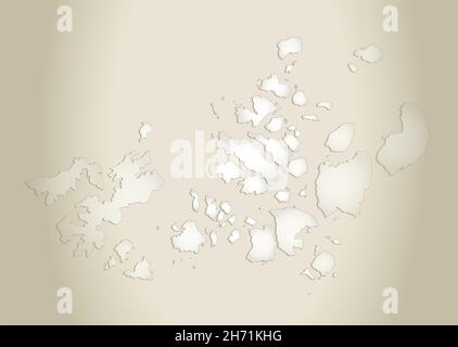 Franz Josef Land map, divisione amministrativa, sfondo cartaceo vecchio, bianco Foto Stock