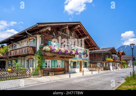 Garmisch storico a Garmisch-Partenkirchen, Germania Foto Stock