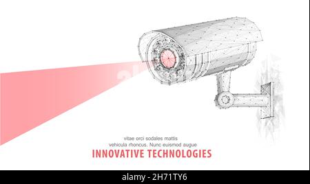 Telecamera di sicurezza. Sistema di sicurezza, casa intelligente, concetto cctv. Illustrazione Vettoriale