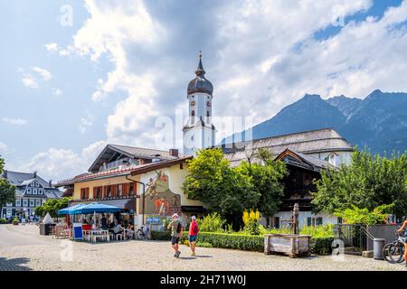 Garmisch storico a Garmisch-Partenkirchen, Germania Foto Stock