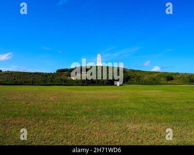 The Wright Brothers Monument in cima alla Big Kill Devil Hill al Wright Brothers National Memorial a Kill Devil Hills, North Carolina, USA, 2021, © Katha Foto Stock