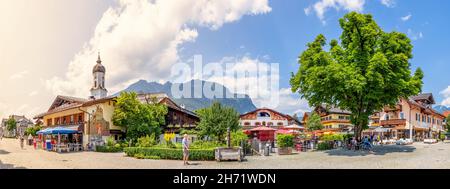 Garmisch storico a Garmisch-Partenkirchen, Germania Foto Stock