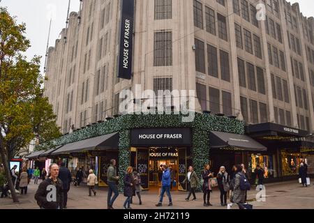 House of Fraser grande magazzino su Oxford Street. Londra, Regno Unito, 19 novembre 2021. Foto Stock