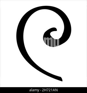 Arriccia l'elemento nero su sfondo bianco. Spirale di doodle vettoriale Illustrazione Vettoriale