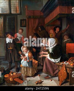 Jan Steen. "La festa di San Nicola" dell'artista olandese dell'età dell'oro Jan Havickszoon Steen (c.. 1626 1679), olio su tela, 1665 Foto Stock