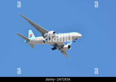 Korean Air Cargo (la più grande compagnia aerea e bandiera della Corea del Sud), Boeing 777-FB5 Foto Stock