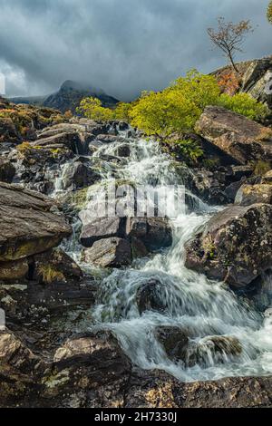 Cascate di Ogwen, Snowdonia Foto Stock