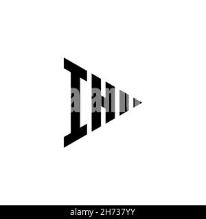 Lettera del logo del monogramma IH con forma del pulsante di riproduzione triangolare su sfondo isolato. Logo a triangolo monogramma, lettera del logo a triangolo. Illustrazione Vettoriale