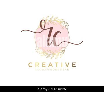 Logo RC femminile. Utilizzabile per la natura, salone, centro benessere, cosmetici e loghi di bellezza. Elemento modello di disegno con logo a vettore piatto. Illustrazione Vettoriale