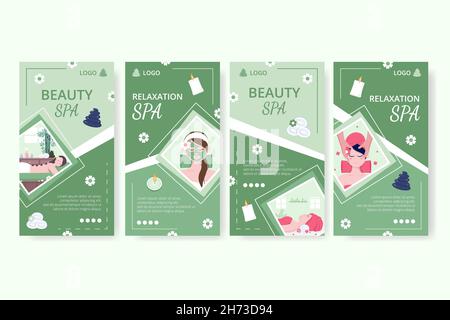 Beauty Spa e Yoga Stories Editable of Square background adatto per Social media, Feed, Card, saluti, Stampa e Web Annunci Internet Illustrazione Vettoriale