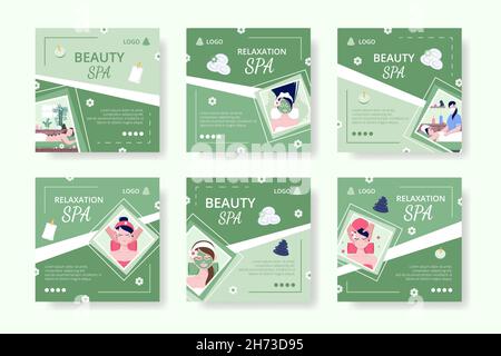 Beauty Spa e Yoga Post Editable of Square background adatto per Social media, Feed, Card, saluti, Stampa e Web Annunci Internet Illustrazione Vettoriale