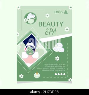 Beauty Spa e Yoga Poster Editable of Square background adatto per Social media, Feed, Card, saluti, Stampa e Web Annunci Internet Illustrazione Vettoriale