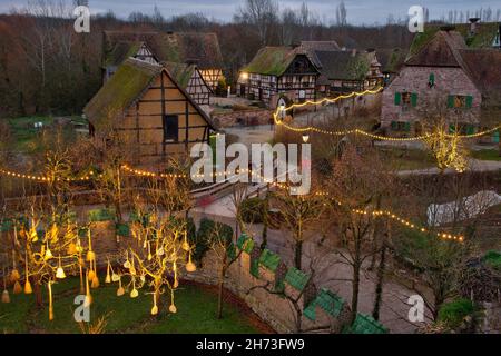 FRANCIA, ALTO RENO (68), UNGERSHEIM, NATALE ALL'ALSAZIA ECOMUSEUMPAS D'UTILIZATION PUBLICITAIRE SANS ACCORD ECOMUSEE Foto Stock