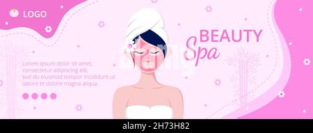 Beauty Spa e Yoga Cover Editable of Square background adatto per Social Media, Feed, Card, saluti, Stampa e Web Internet Ads Illustrazione Vettoriale