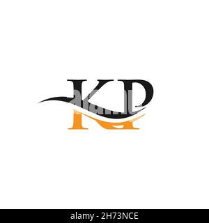 Modello vettoriale del logo collegato con lettera KP iniziale. Logo Swoosh lettera KP. Vettore di disegno del logo KP Illustrazione Vettoriale