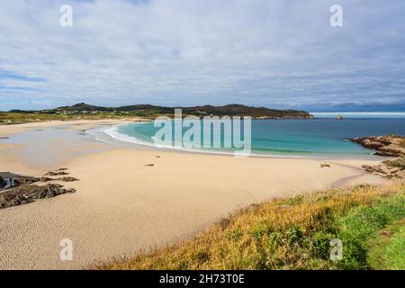 Spiaggia di Santa Comba. Paesaggio non sviluppato in Ferrol, Spagna settentrionale. Foto Stock