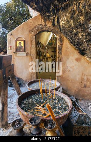 Cappella di Agios Antonios nella gola di Patsos Foto Stock