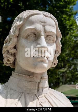 Statua busto di Lorenzo de Medici, a Villa Borghese, Roma Foto Stock