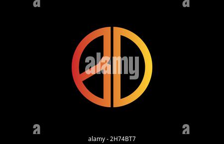 Modello di logo vettoriale monogramma con illustrazione alfabetica BO o OB in forma rotonda Illustrazione Vettoriale