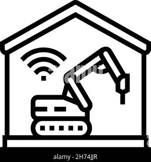 illustrazione vettoriale dell'icona della linea di costruzione delle demolizioni remote Illustrazione Vettoriale