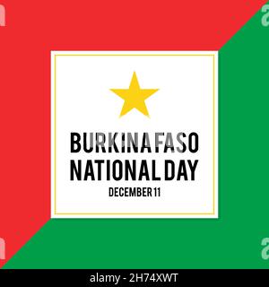 Poster tipografico del Burkina Faso Republic Day. Festa nazionale il 11 dicembre. Modello vettoriale per banner, volantini, adesivi, biglietti d'auguri, ecc. Illustrazione Vettoriale