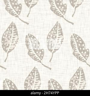 Tessuto di lino con motivo floreale grigio disegnato a mano. Capricci da giardino senza cuciture. Moderna primavera doodle floreale natura tessuto per arredamento casa. Botanico Foto Stock