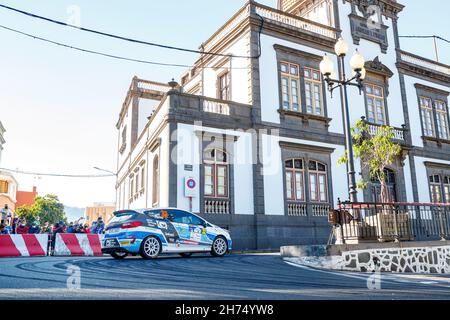 Isole Canarie, Spagna. 20 Nov 2021. 32 Loof Nick (Deu), Magalhaes Hugo (PRT), Ford Fiesta Rally4, Nick Loof, azione durante il FIA ERC Rally Islas Canarias 2021, ottavo round del FIA European Rally Championship 2021, dal 18 al 20 novembre 2021 a Las Palmas de Gran Canaria, Spagna - Photo Grégory Lenormand / DPPI Credit: DPPI Media/Alamy Live News Foto Stock