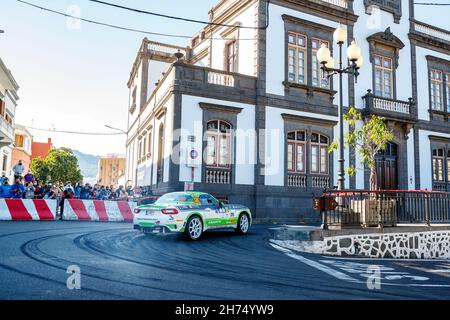 Isole Canarie, Spagna. 20 Nov 2021. 23 Polonski Darius (Pol), Sitek Lukasz (Pol), Fiat 124 Abarth Rgt, RallyTechnology, azione durante il 2021 FIA ERC Rally Islas Canarias, 8° round del FIA European Rally Championship 2021, dal 18 al 20 novembre 2021 a Las Palmas de Gran Canaria, Spagna - Foto Grégory Lenormand / DPPI Credit: DPPI Media/Alamy Live News Foto Stock