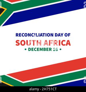 Poster tipografico del giorno della riconciliazione in Sudafrica. Festa nazionale il 16 dicembre. Modello vettoriale per banner, volantino, adesivo, auto d'auguri Illustrazione Vettoriale