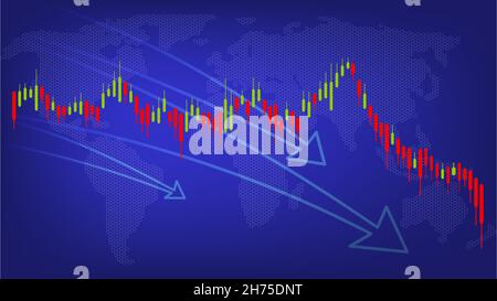 I redditi di Bitcoin diminuiscono. Deprezzamento della criptovaluta. Economia reddito guadagno.perdita di reddito. Grafico delle perdite di Bitcoin . Bitcoin giù. Tabella di riduzione Bitcoin. Illustrazione Vettoriale