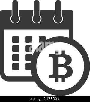 Criptovaluta sul calendario. Simboli Bitcoin sul calendario. Calendario criptovaluta finanza promemoria segni. Calendario giorni importanti. Contrassegna calendario. Illustrazione Vettoriale