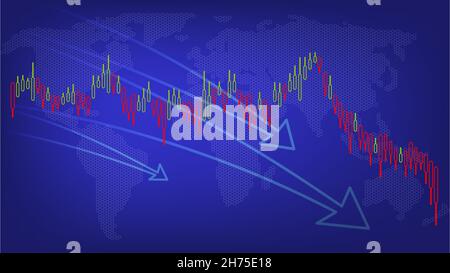 I redditi di Bitcoin diminuiscono. Deprezzamento della criptovaluta. Economia reddito guadagno.perdita di reddito. Grafico delle perdite di Bitcoin . Bitcoin giù. Tabella di riduzione Bitcoin. Illustrazione Vettoriale