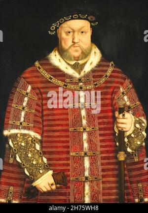 Ritratto di re Enrico l'ottavo d'Inghilterra - Hans Holbein il Workshop più giovane Foto Stock