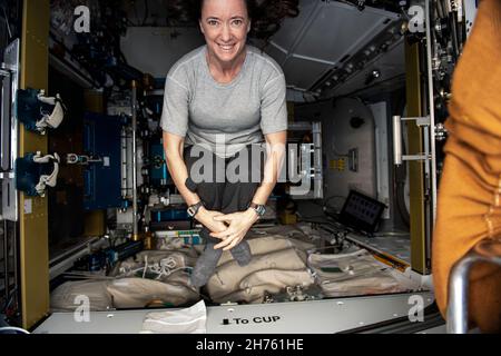 Atmosfera terrestre. 3 novembre 2021. L'astronauta della NASA e l'ingegnere di volo della spedizione 66 Megan McArthur è rappresentato all'interno del modulo tranquility della Stazione spaziale Internazionale. Credit: NASA/ZUMA Press Wire Service/ZUMAPRESS.com/Alamy Live News Foto Stock