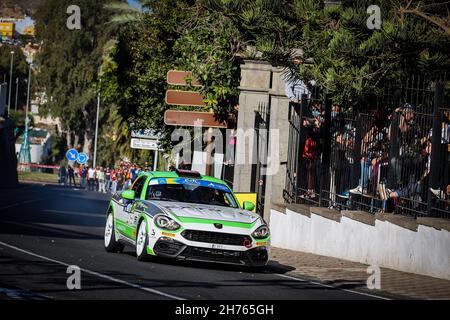 23 Polonski Darius (Pol), Sitek Lukasz (Pol), Fiat 124 Abarth Rgt, RallyTechnology, azione durante il FIA ERC Rally Islas Canarias 2021, 8° round del FIA European Rally Championship 2021, dal 18 al 20 novembre 2021 a Las Palmas de Gran Canaria, Spagna - Foto: Gregory Lenormand/DPPI/LiveMedia Foto Stock