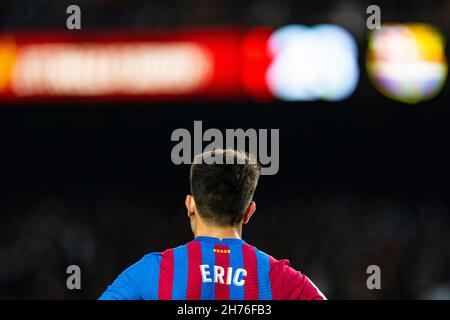 Barcellona, Spagna. 20 Nov 2021. Eric Garcia (FC Barcellona), durante la partita di calcio la Liga tra il FC Barcelona e RCD Espanyol, allo stadio Camp Nou di Barcellona, in Spagna, il 20 novembre 2021. Foto: SIU Wu. Credit: dpa/Alamy Live News Foto Stock