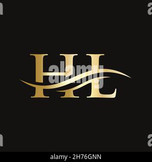Disegno iniziale del logo HL con lettera collegata. Moderna lettera HL logo design vettore con moderno trendy Illustrazione Vettoriale