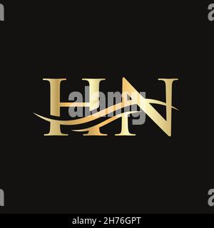Logo HN. Monogramma lettera HN logo disegno Vector. Design con logo HN letter e moderno alla moda. Illustrazione Vettoriale