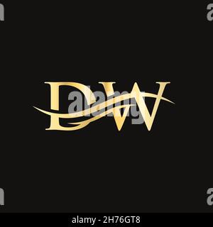Disegno iniziale del logo DW con lettera collegata. Moderna lettera DW logo design vettore con moderno trendy Illustrazione Vettoriale