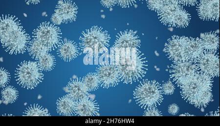 Cellule di coronavirus. Gruppo di virus che causano infezioni respiratorie. Rappresentazione 3D illustrazione 3D Foto Stock