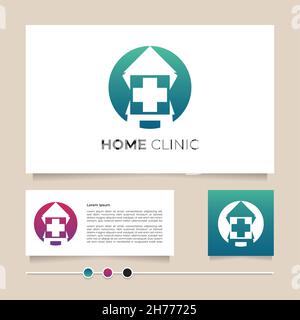 Disegno creativo del logo della clinica del vettore domestico. Home Care per logo, icona e simbolo Illustrazione Vettoriale
