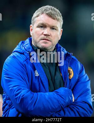 Hull, Regno Unito. 20 Nov 2021. Grant McCann manager di Hull City durante la partita a Hull, Regno Unito il 11/20/2021. (Foto di James Heaton/News Images/Sipa USA) Credit: Sipa USA/Alamy Live News Foto Stock