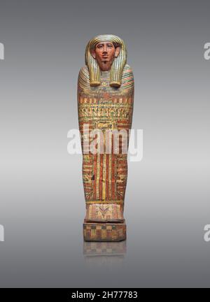 Antico caso mummy egiziano di Ptahirdisou figlio di Irethotou , 760-595 AC, dinastia 25-26, Tebe. Museo delle Belle Arti di Lione inv 1970-472 (Louvre Foto Stock