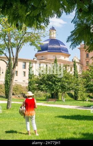 Il Jardin del Turia uno spazio verde intorno alla città spagnola di Valencia fatto quando il fiume che fluiva attraverso la città è stato deviato l Foto Stock