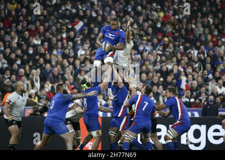 Cameron Woki di Francia durante l'autunno Nations Series 2021, gara di rugby Union tra Francia e Nuova Zelanda (tutti neri) il 20 novembre 2021 a Stade de France a Saint-Denis vicino Parigi, Francia - Foto: Jean Catuffe/DPPI/LiveMedia Foto Stock