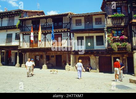 Plaza Mayor. La Alberca, provincia di Salamanca, Castilla Leon, Spagna. Foto Stock