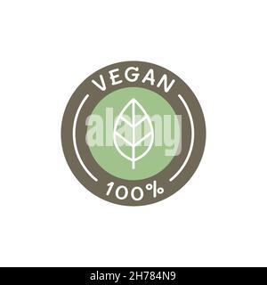 Set di icone per etichette vettoriali per prodotti e alimenti vegani. set di adesivi vegani al 100 %. Illustrazione Vettoriale